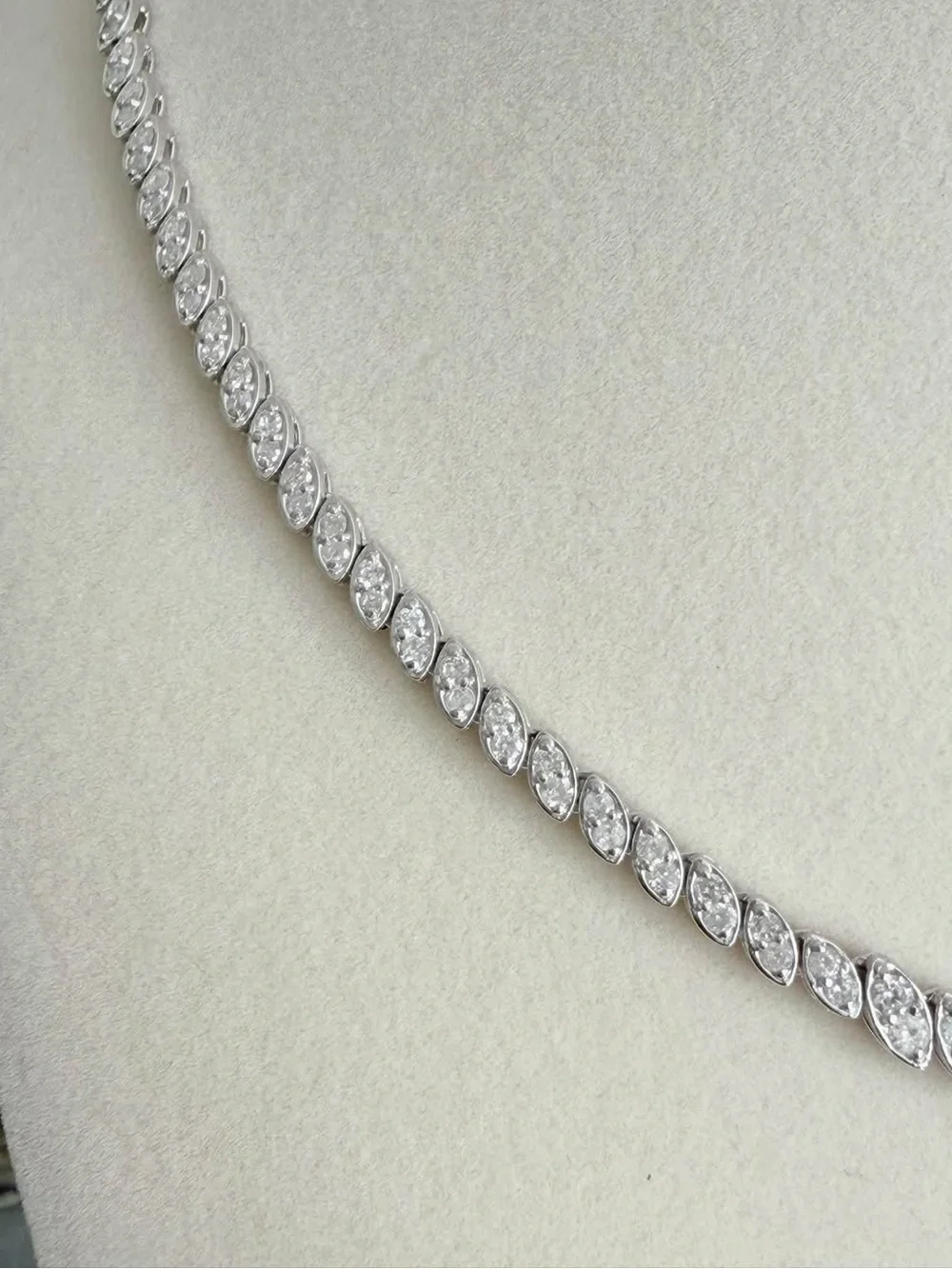 Marquise V-Front Necklace in Silver Tone with Clear Stones
